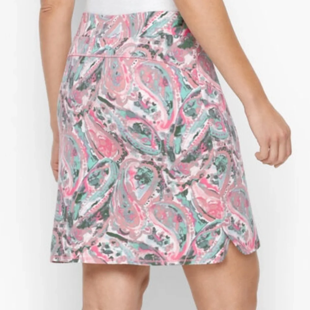 Talbots • EVERYDAY STRETCH SKORT - WATERCOLOR PAISLEY Pink Mint Green - Picture 6 of 6